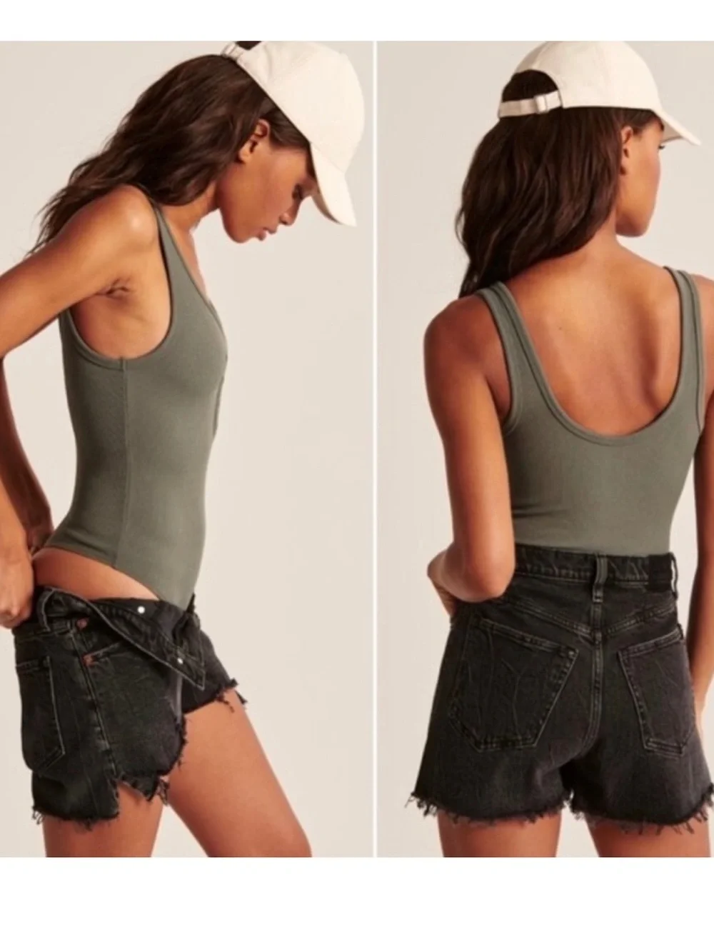 TWO Abercrombie & Fitch Ribbed Snap Front Bodysuits - Picture 7 of 7
